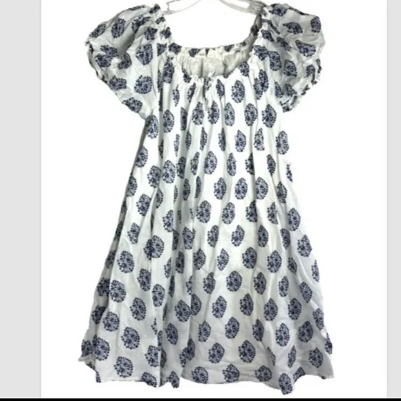 Crew Cuts J.Crew girls Dress Girls 10 indigo blue white puff sleeves batik print - Picture 13 of 13